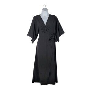 Athleta Calistoga Wrap Dress Coverup Black Lightweight UPF Quick Dry Size Small
